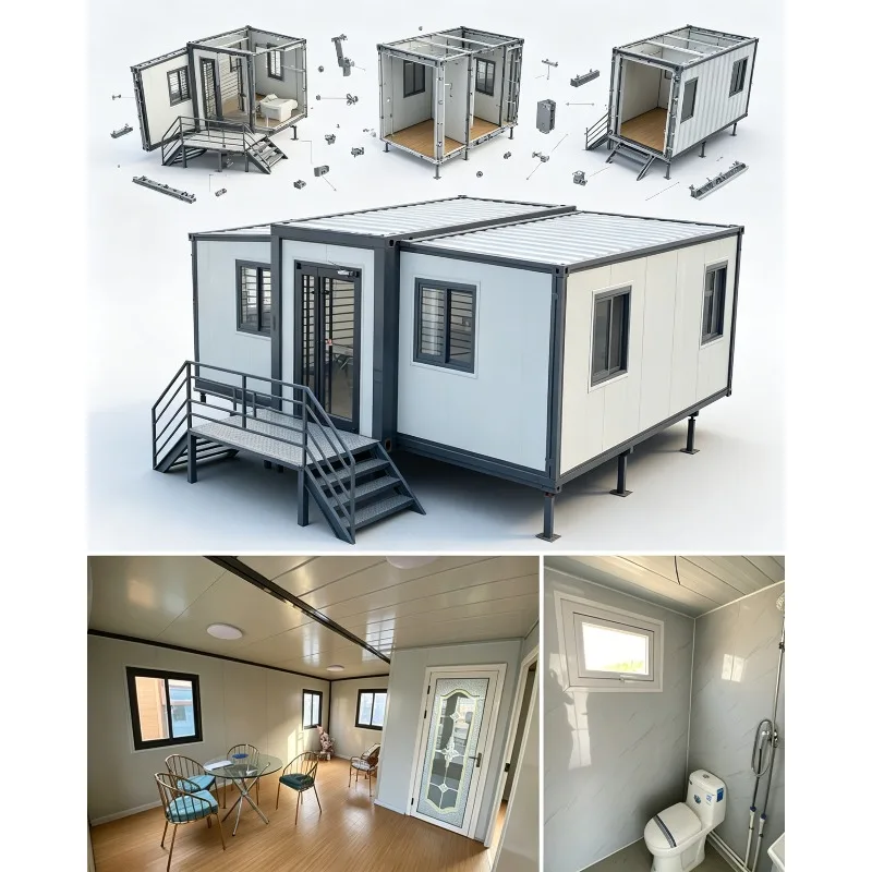 Customized Easy Build Waterproof Folding Tiny Home 40ft Expandable Portable Prefab Light Steel Container Rock Wool Panels