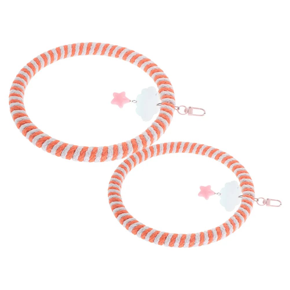 

2 pcs Parrot Swing Toy: Cotton Rope Plastic Bird Swing For Medium Birds Multi-Functional Chew Perch For Cage Play Racks,