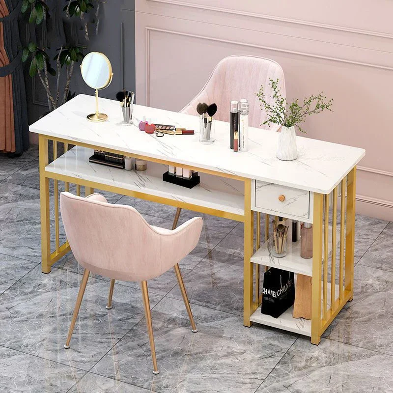 Cheap Cheap Beauty Manicure Pedicure Table Nail Salon Furniture Modern Desk Pink Nail Bar Table And Chairs Sets Private Label