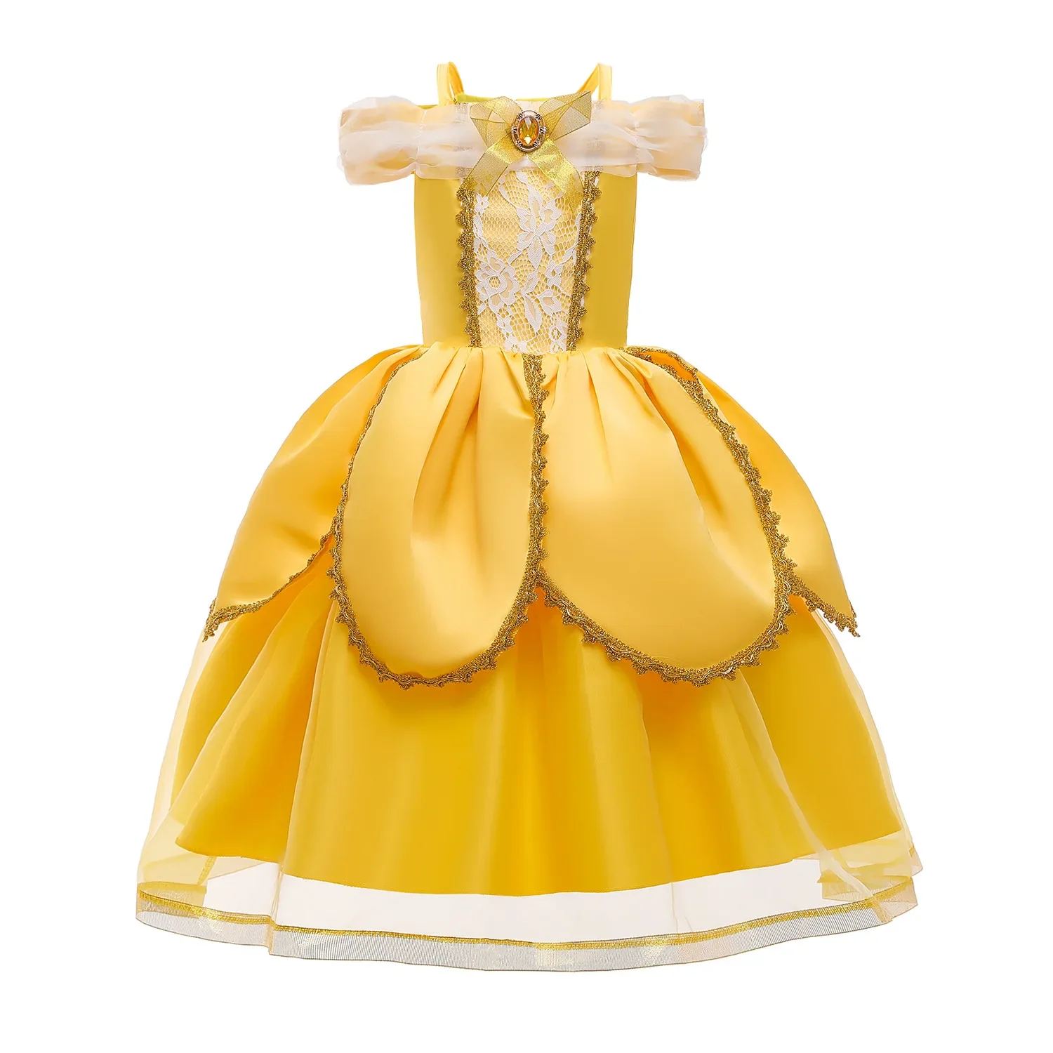 Belle Costume Girl Beauty and Beast Dress Kids Birthday Flower Clothes Children Dinner Costume Dress Up Dress Halloween Disguise