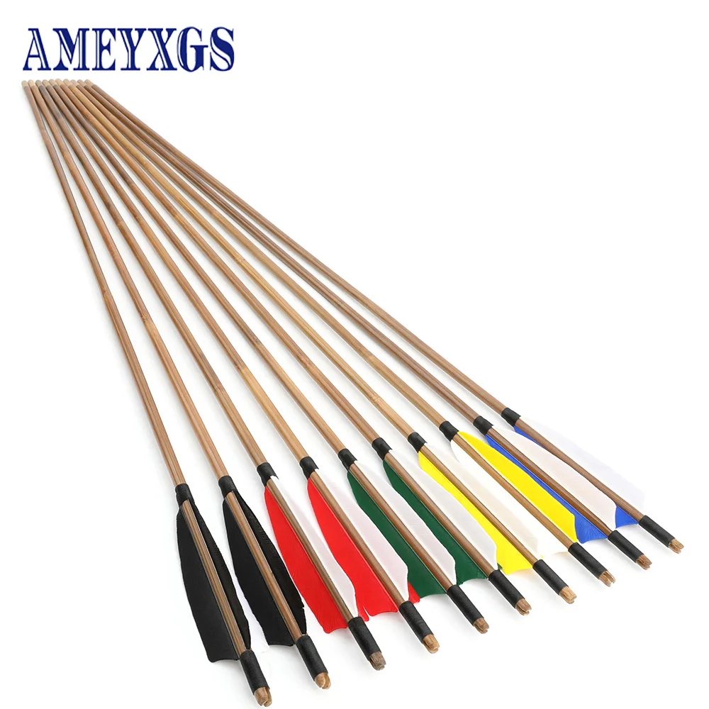 12 Pcs Bamboo Arrow Shaft Length 83cm OD 8mm DIY Archery Bamboo Arrow for Bow Archery Hunting Shooting Sport Practice