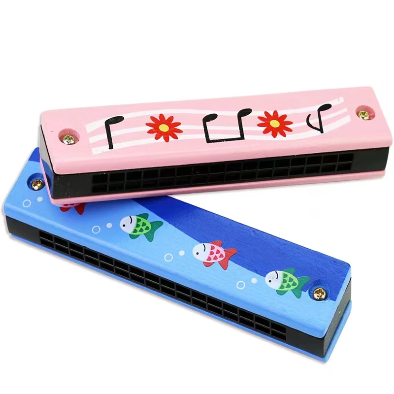 6PCS Wooden 16-Hole Harmonica Music Toy Children\'s Birthday Party Favors Wedding Guest Gifts Pinata Filling Gifts For The Kids