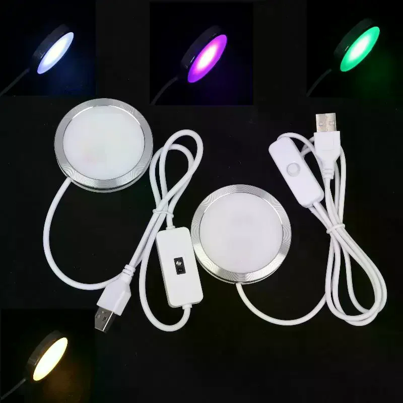 【New】For Bamboo Led Light Parts DIY Model Warm White/Multicoour USB Round Ultra-thin Light For Bambu Lab Led Lamp Kit Hardware