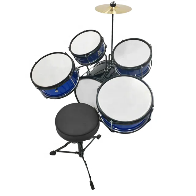Blue Color Customized 5 Pieces Tom Toms Connect Bass Drum Kids Drum Set Children Jazz Drum Set view 3