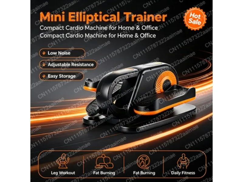 Compact Under Desk Elliptical Machine for Leg & Arm Exercise, Seated Pedal Stepper with Remote Control, Home Fitness Equipment