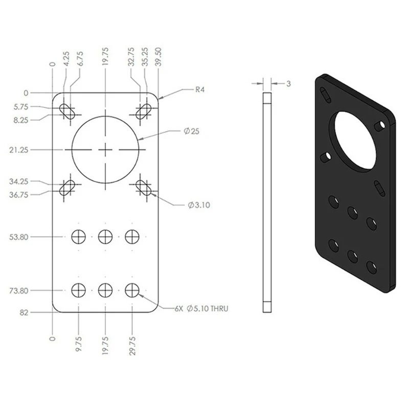 nema 17Series Stepper Motor Mount Plate Aluminum Alloy Stepper Motor Mount Flat Bracket Durable 3D Printer Fixed Bracket