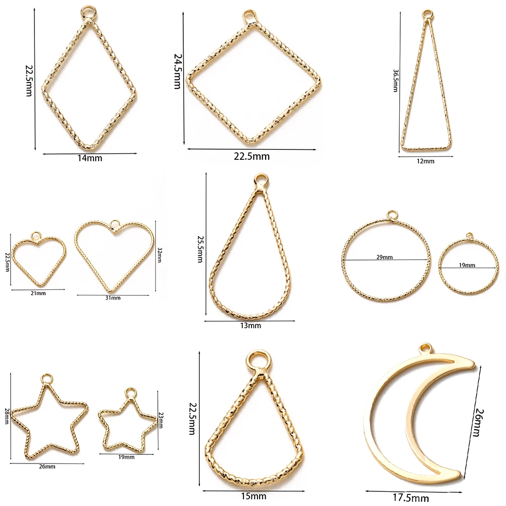 

4/10pcs/lot 18K Gold Color Plated Brass 9 Styles Geometry Pendants for DIY Necklace Earrings Jewelry Making Accessories