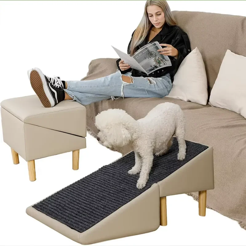 oem-premium-non-slip-portable-pet-stairs-couch-bed-ramp-foldable-2-in-1-dog-ramp-for-small-medium-dogs-recovering-pets