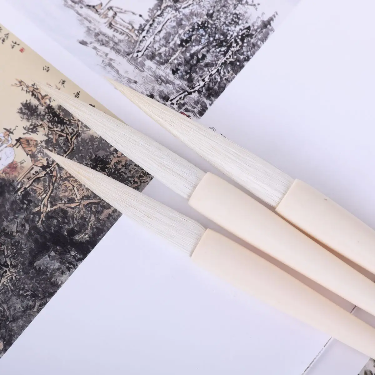 2 Pcs Long Hair Calligraphy Brushes Chinese Painting Specialized Brush Solft Wool Traditional Paintbrush For Ink Wash Painting