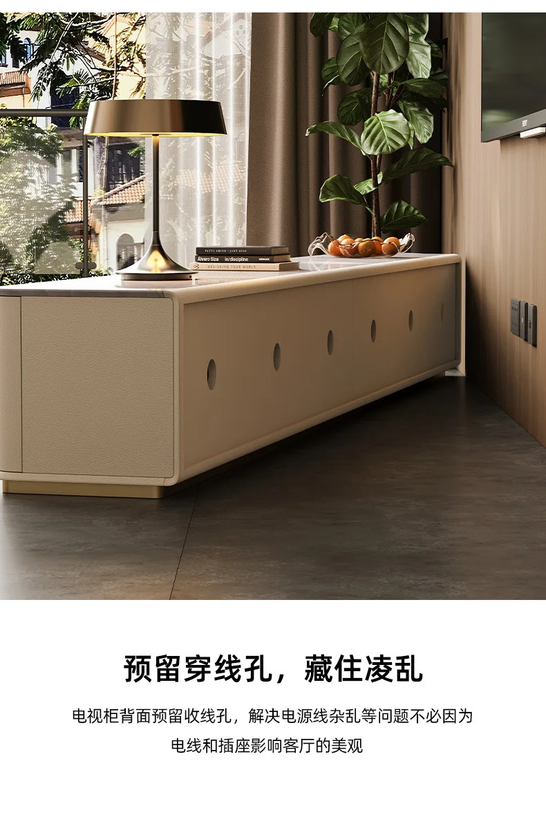 Светлый роскошный натуральный мраморный шкаф для телевизора, журнальный столик, бытовой простой комплект