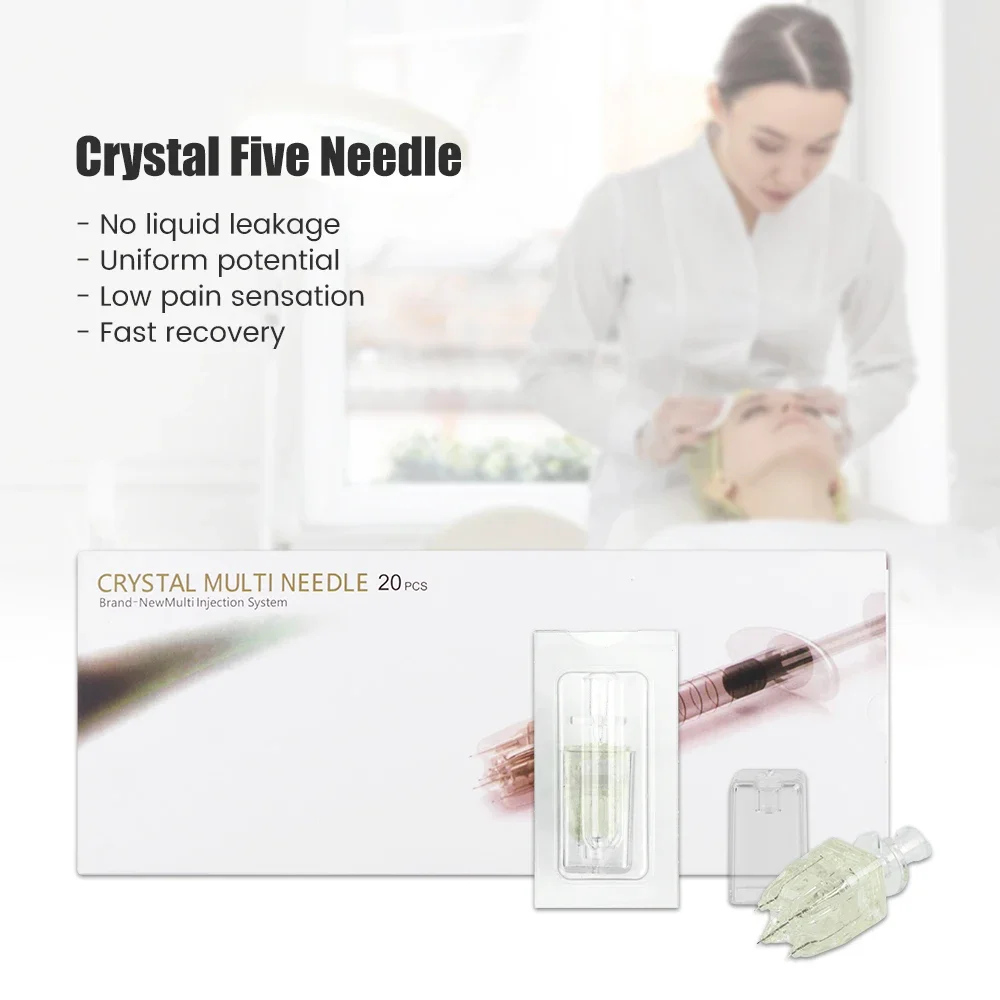 Derma 5pin Crystal Multi Needle Cartridge Hydrating Skin Hand Injection 32G 1.5 Hydra Injector Needle Microneedle Mesotherapy