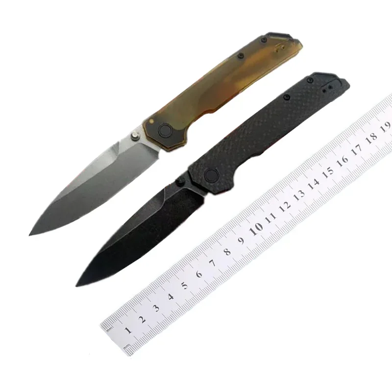 Paodin Kes 2038 포켓 접이식 칼, D2 블레이드, 탄소 섬유, PEI 핸들, 전술 사냥, 캠핑, EDC 생존 도구