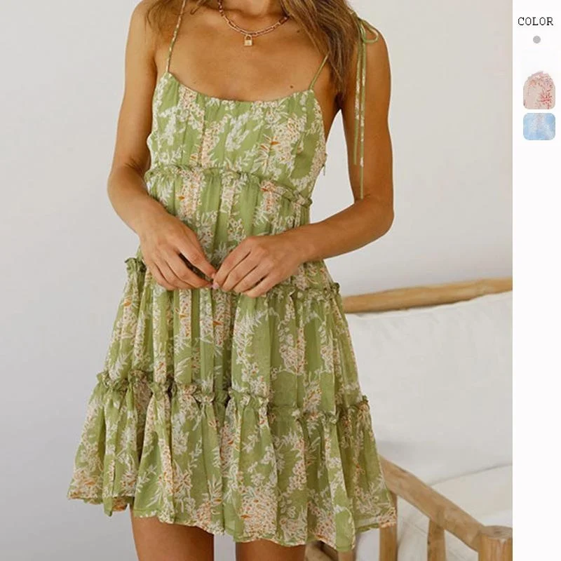 

Printed ter Dr ort Skirt High Waist Cake Skirt Sle Vaion Theme Polyester Fabric No Sve Women's Faion