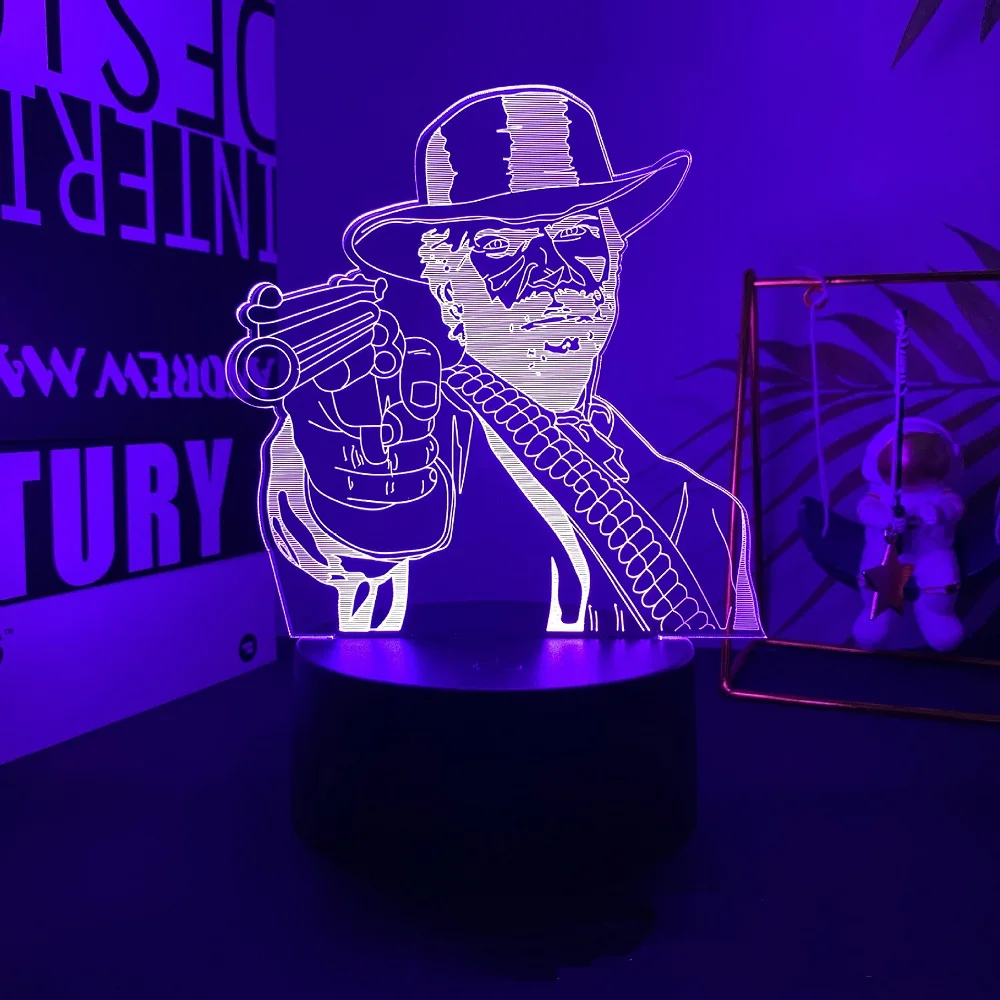 Game Red Dead Redemption 2 Gift Acrylic 3d Lamp for Game Room Decor Nightlight RDR2 Arthur Morgan Figure Kids Led Night Light