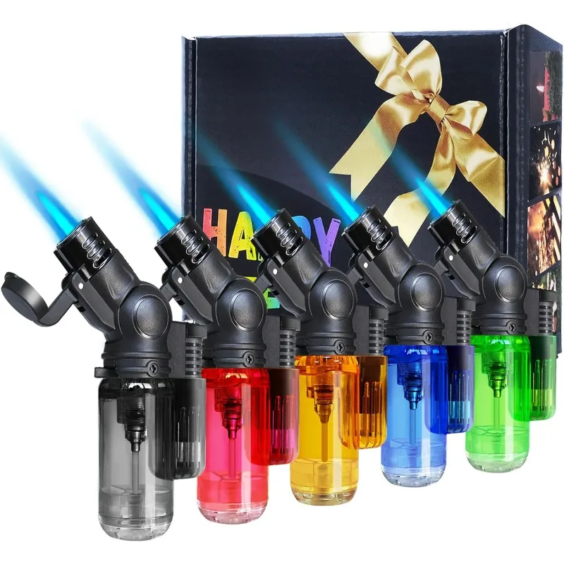 Mini Refillable Butane Lighters Single Jet Flame 45° Rotatable Torch Lighters Windproof Adjustable Butane Gas Lighter