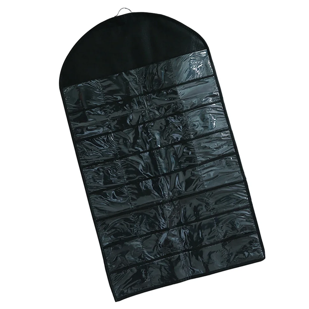 Jewelry Storage Bag 32 Pockets Hanging Organizer Transparent Pouches Easy Clean Non-Woven PVC for Earrings Necklace