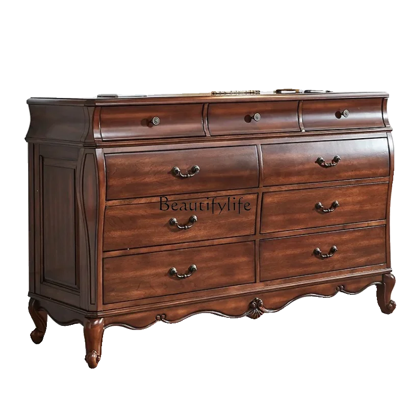 

LAmerican solid wood with drawers European simple household storage locker