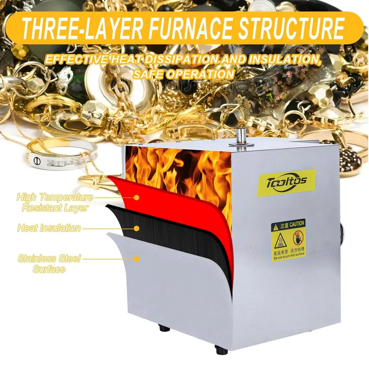 JHZZLJL99 Segmented Temperature Controlled Jewelry Casting Furnace 800℃ for Metal Melting Wax Burnouts Mold Baking Jewelry Tools