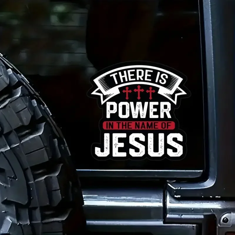 

1PCS Power in The Name of Jesus Adhesive Vinyl Sticker for Cars