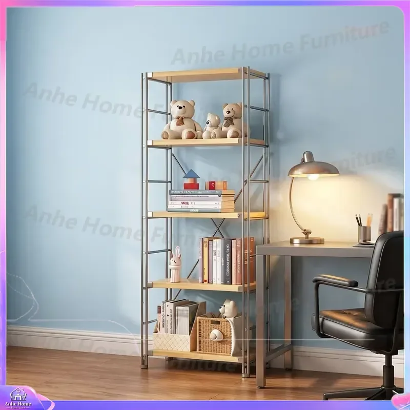 5 Tier Wooden Steel Storage Rack Modern Eco Friendly Wardrobe Shelf Unit Organizer for Living Room Bathroom Shoe Cabinet Home