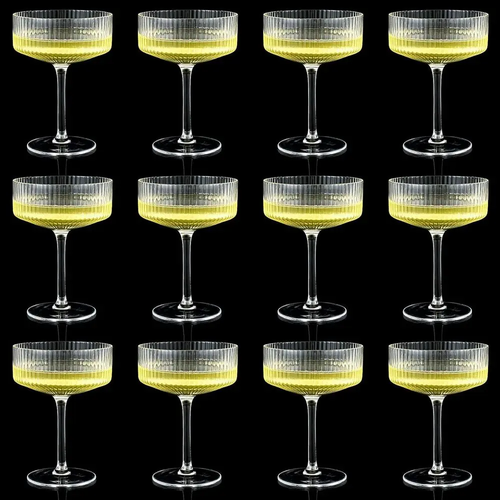 

Набор из 12 бокалов для шампанского (8 унций), ребристые бокалы-купе, прозрачные, классические бокалы для коктейлей или свадебных торжеств