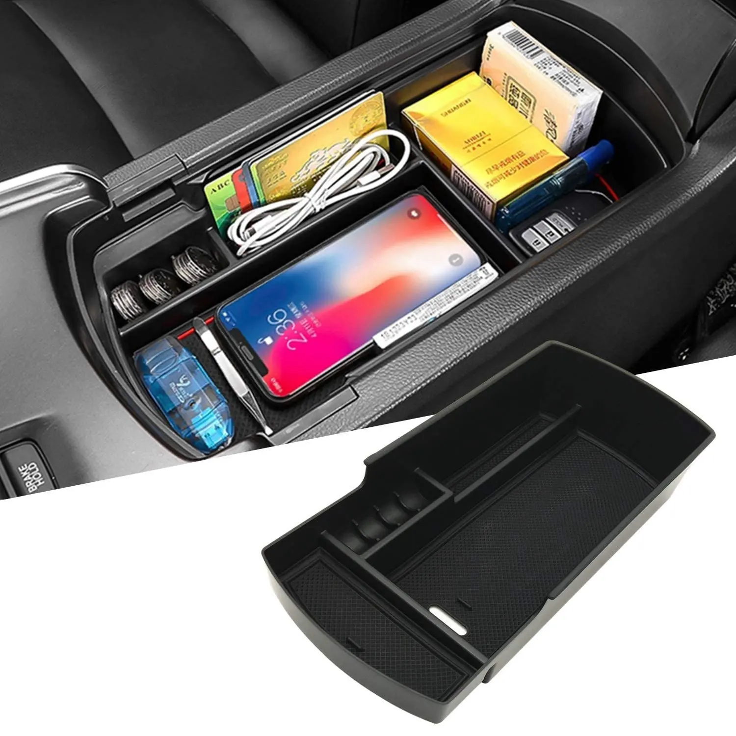 Center Console Armrest Storage Box Fit for Honda Accord 2018 2019 2020 2021 ABS Tray Insert Organizer Glove Pallet