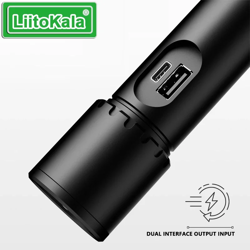 LiitoKala nueva linterna con zoom LF-X725 21700 3500mAh batería tipo C carga