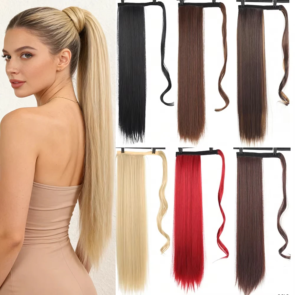 

Искусственные волосы, 26 дюймов, длинный прямой хвост-шиньон на заколке, накладные волосы, гладкий длинный хвост для прически «пони-тейл»