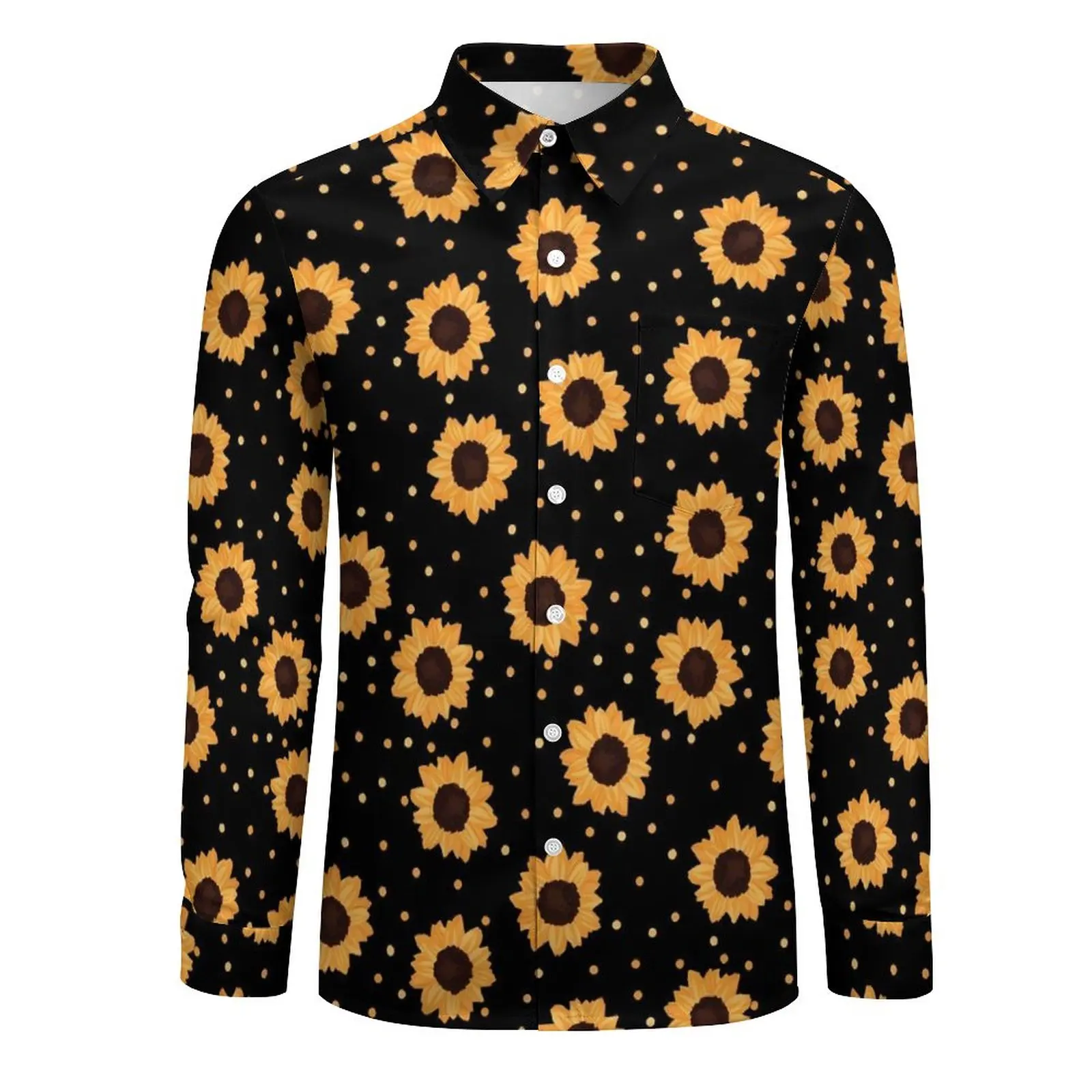 Sunflower Casual Shirts Male Polka Dots Shirt Long Sleeve Cool Y2K Blouses Autumn Custom Clothes Plus Size