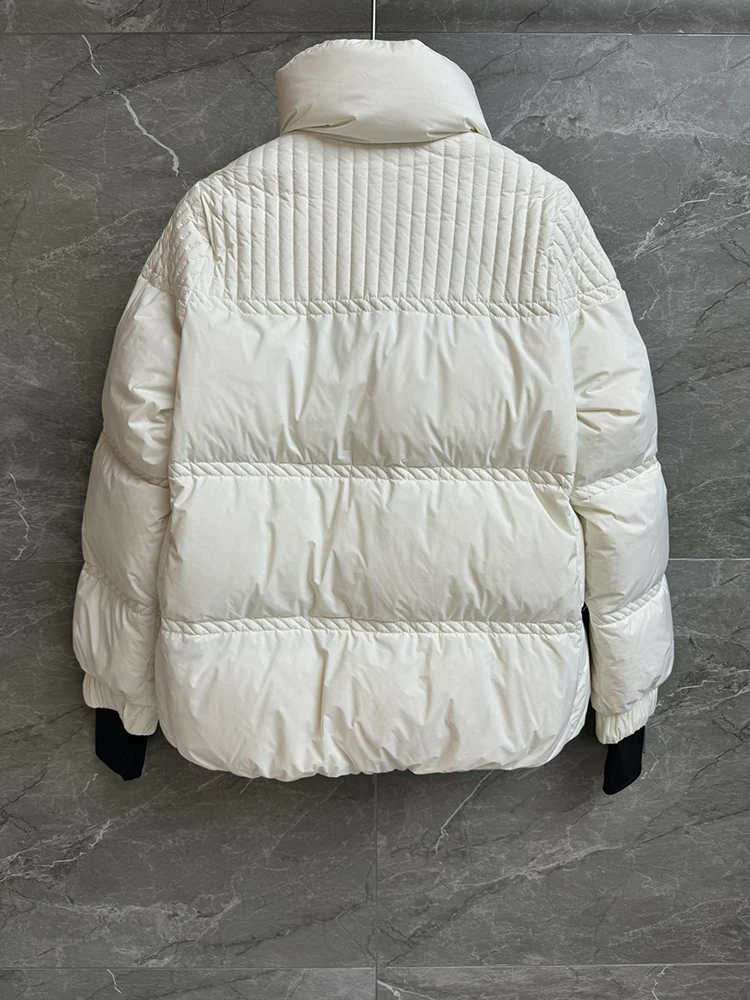 SVORYXIU الشتاء عارضة نمط الوقوف طوق سحابات يندبروف تصميم أسفل سترة المرأة الأزياء الأبيض رشاقته الدافئة أسفل سترة #3