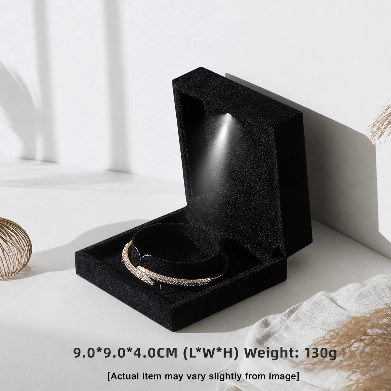 Led Jewelry Box Structured Velvet Lined Jewelry Box Ring Necklace Bracelet Box Thickened For Bangles Pendants Daily Wear