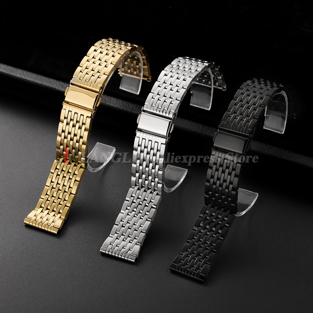Correa de reloj de acero inoxidable de 18mm, 20mm y 22mm para Omega para reloj Rolex, hebilla plegable, correa pulida para hombres y mujeres, pulseras universales