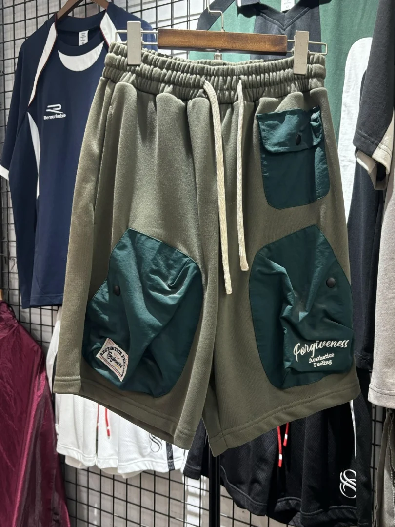 

Повседневные шорты американского бренда в стиле пэчворк с цветными блоками, свободного кроя, длиной до колена, для мужчин и женщин, парные, летние