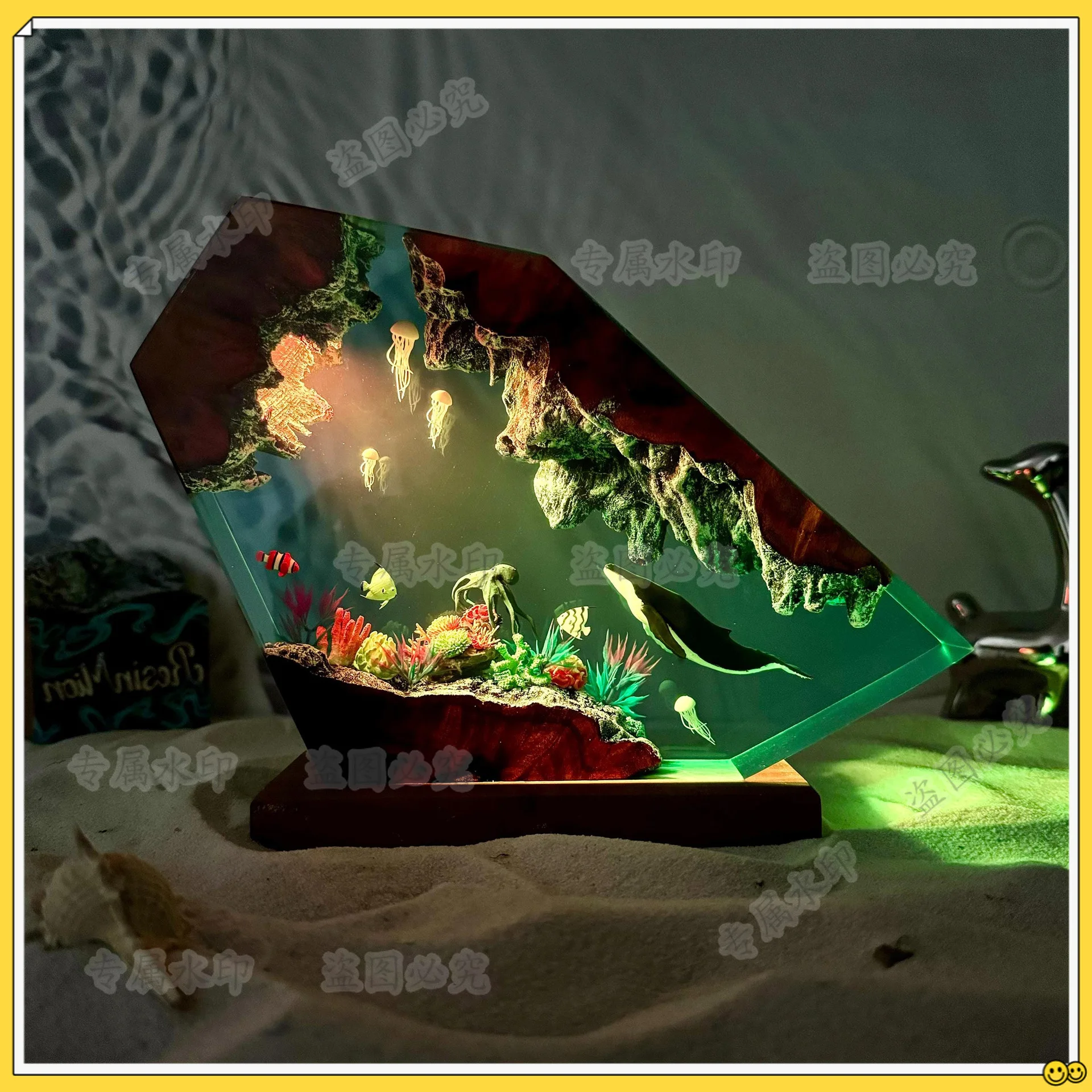 

Humpback Whale & Jellyfish Resin Nightshade Epoxy Resin & Wood Nightshade Home Decor Gift Home Ornaments for Mom