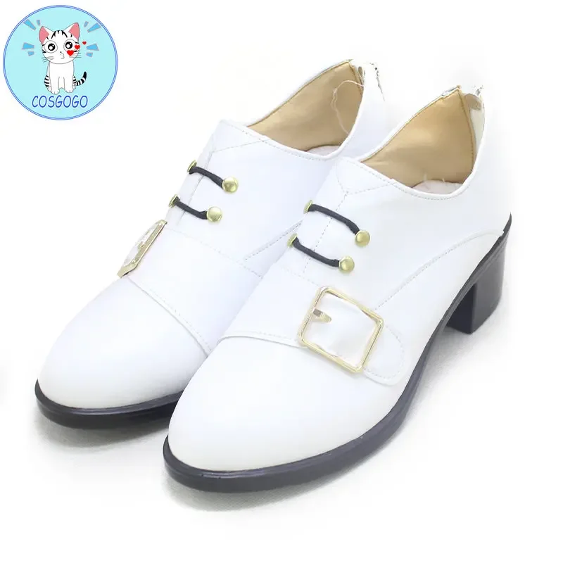 Nijisanji VTuber Luxiem Shu Yamino Scarpe Cosplay Stivali Anime Gioco Uno Anniversario Fantasia Scarpe Bianche Donna Uomo Gioco