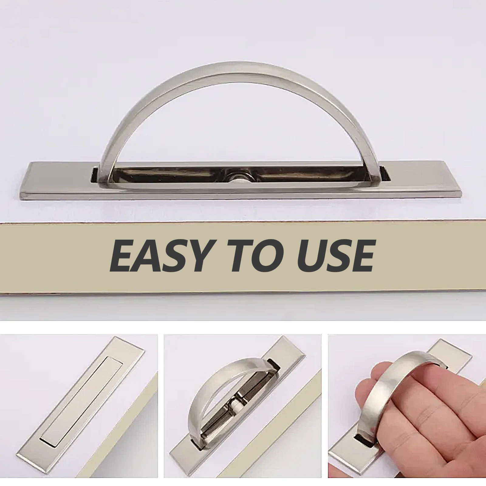 

Metal Hidden Drawer Handle Durable Invisible Cabinet Pull Handle for Wardrobe Door Practical Space Saving Furniture