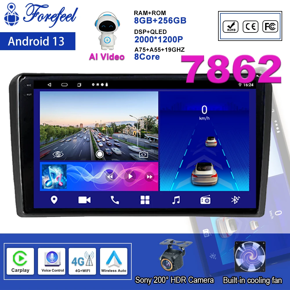 

Car Android 12 For Audi A3 2 8P 2003 - 2013 S3 2 2006 - 2012 For RS3 1 2011 2012 Multimedia Navigation GPS Player Stereo Carplay