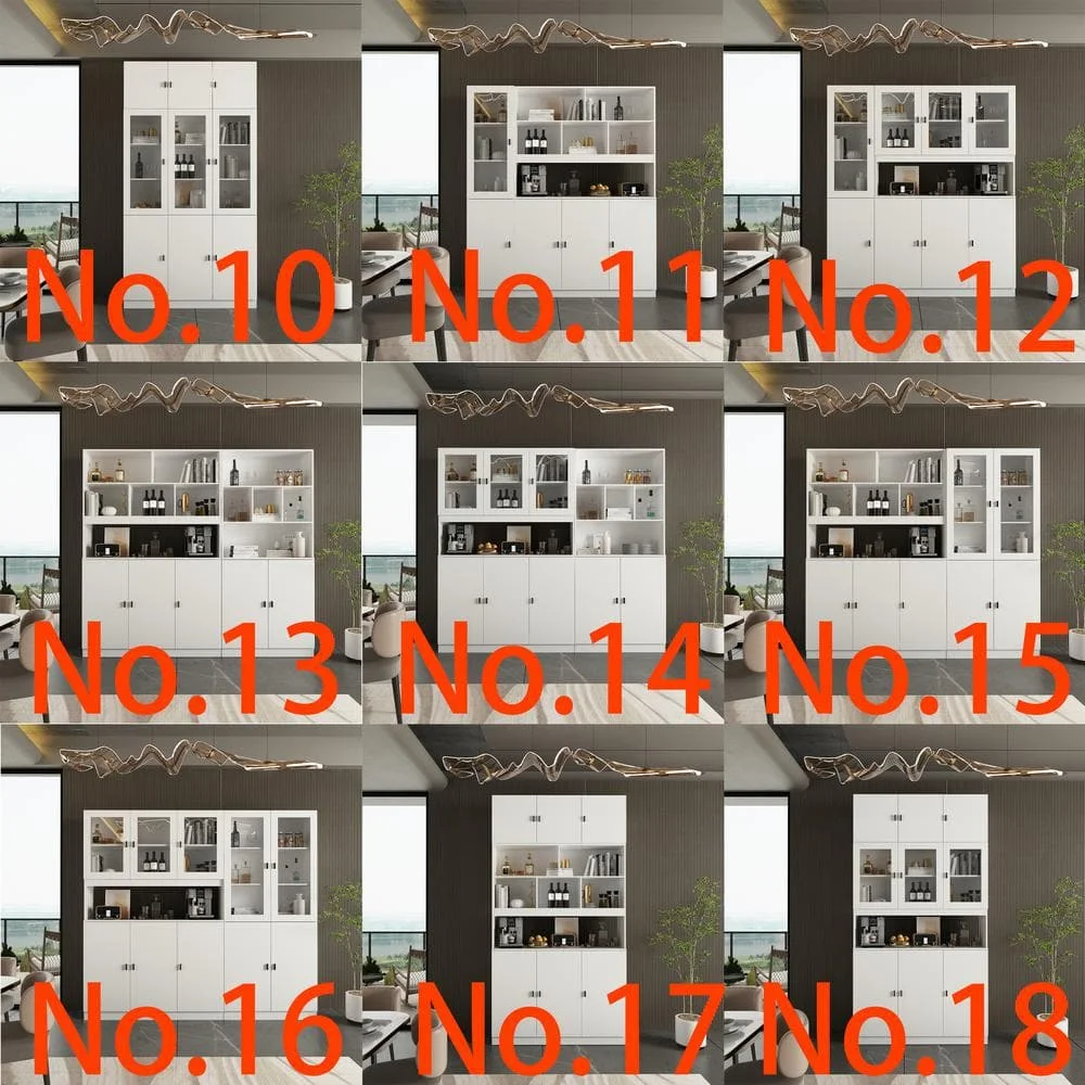 Biała drewniana szafka do przechowywania, kredens i szafka z półkami (szafka 157), wykończenie białym lakierem, szafki z okapem.