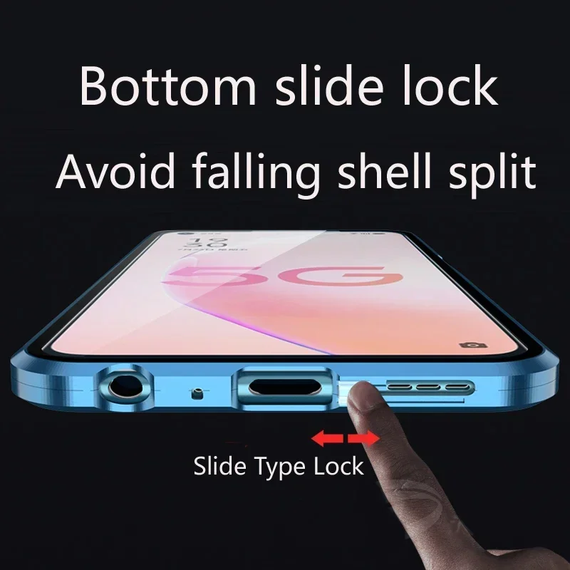 Double Sided Temper Glass Metal Magnetic Phone Case for OPPO Find X3 X5 X8 F23 F25 F27 Pro Plus 5G Full Lens Protect Cover Cases