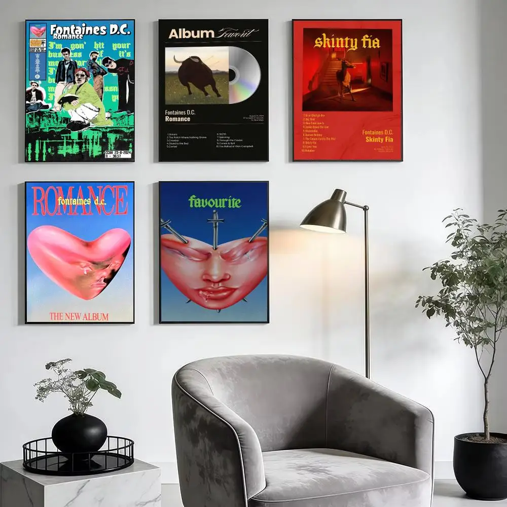 Popular F-Fontaines Dc bands music Poster Modern Minimalist Wall Art Prints for Home Decor Interior Bedroom Living Room