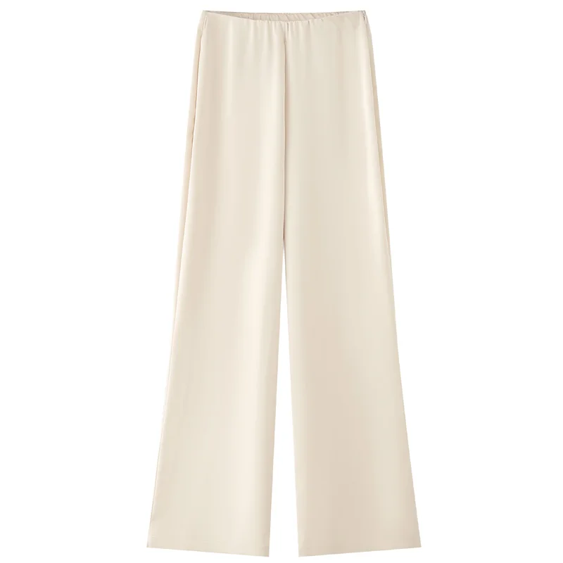 HXAO Satin-Hosen-Sets für Damen, zweiteiliges Set, trägerlos, schulterfrei, Röhrenweste, 2-teiliges Set, Damen-Outfit, Hosen-Sets mit hoher Taille