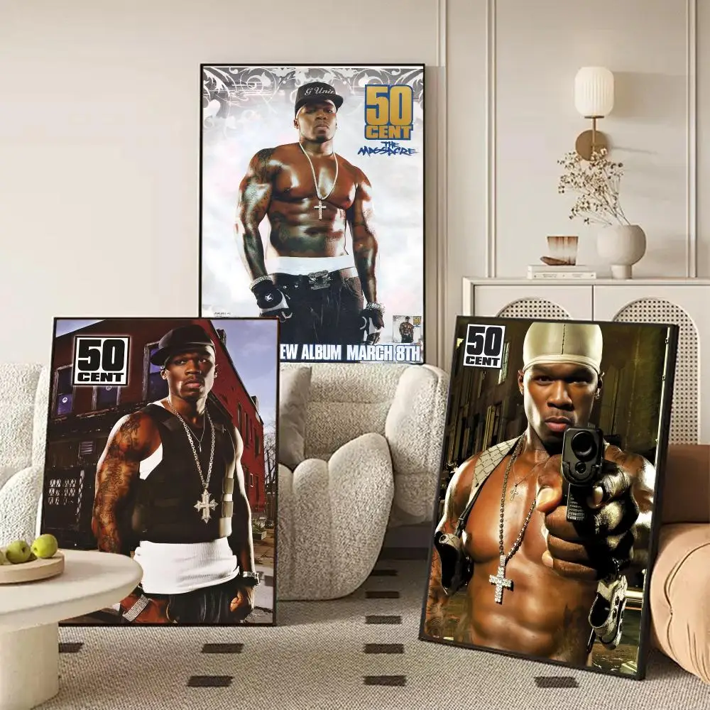 Rapper Man 50-cent Poster Self Adhesive Wall Stickers Removable Room Decor Aesthetic Space Murals Fancy Gift