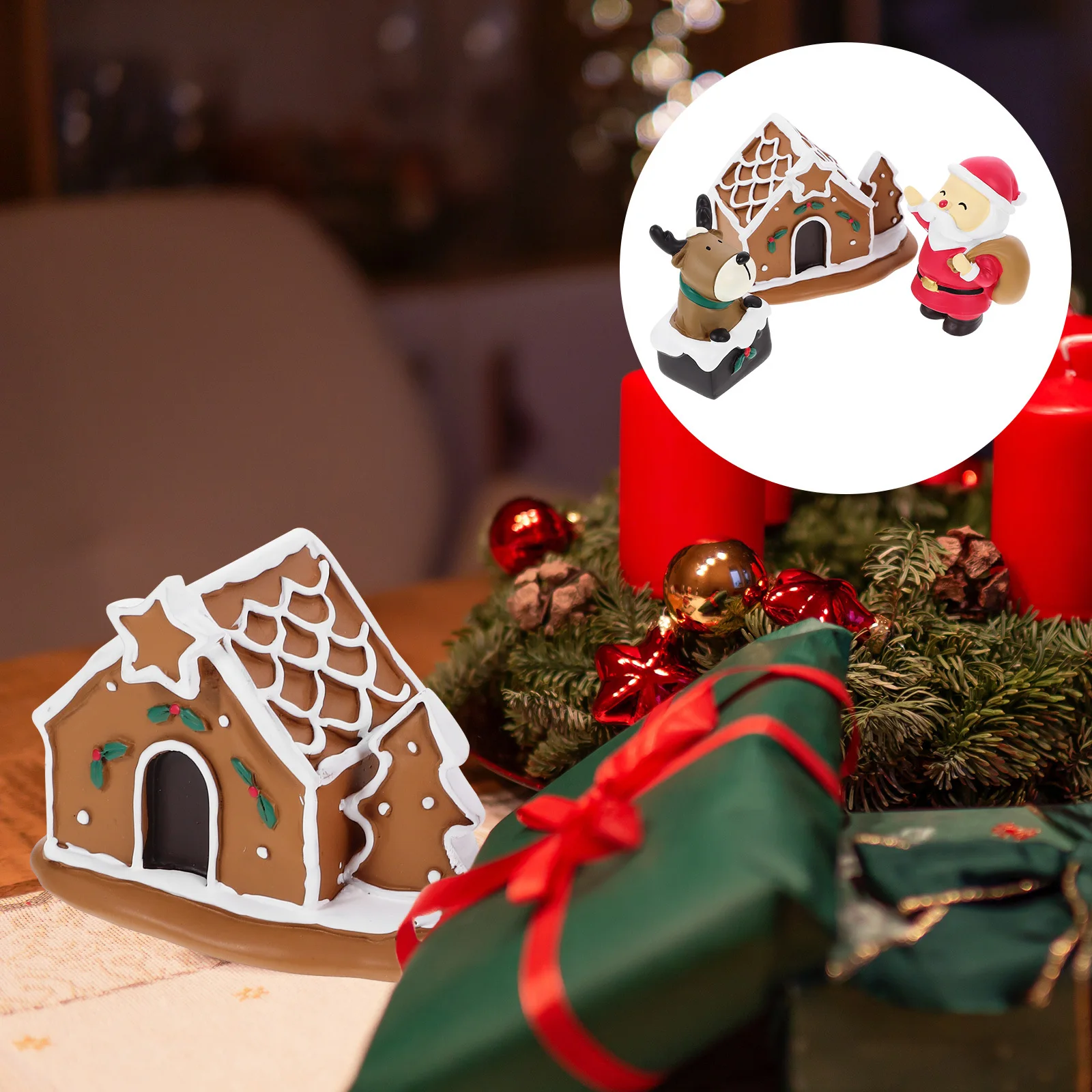 

3Pcs Miniature Christmas Decor Resin Micro Landscape Statues for Desktop Living Room Bedroom Holiday Home Xmas Indoor