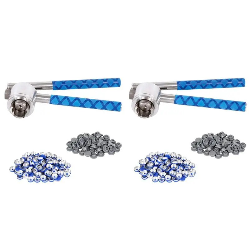 A84X-20Mm Flip Vial Crimper, 200 Pcs Flip Caps And 200 Pcs Rubber Stoppers Are Included