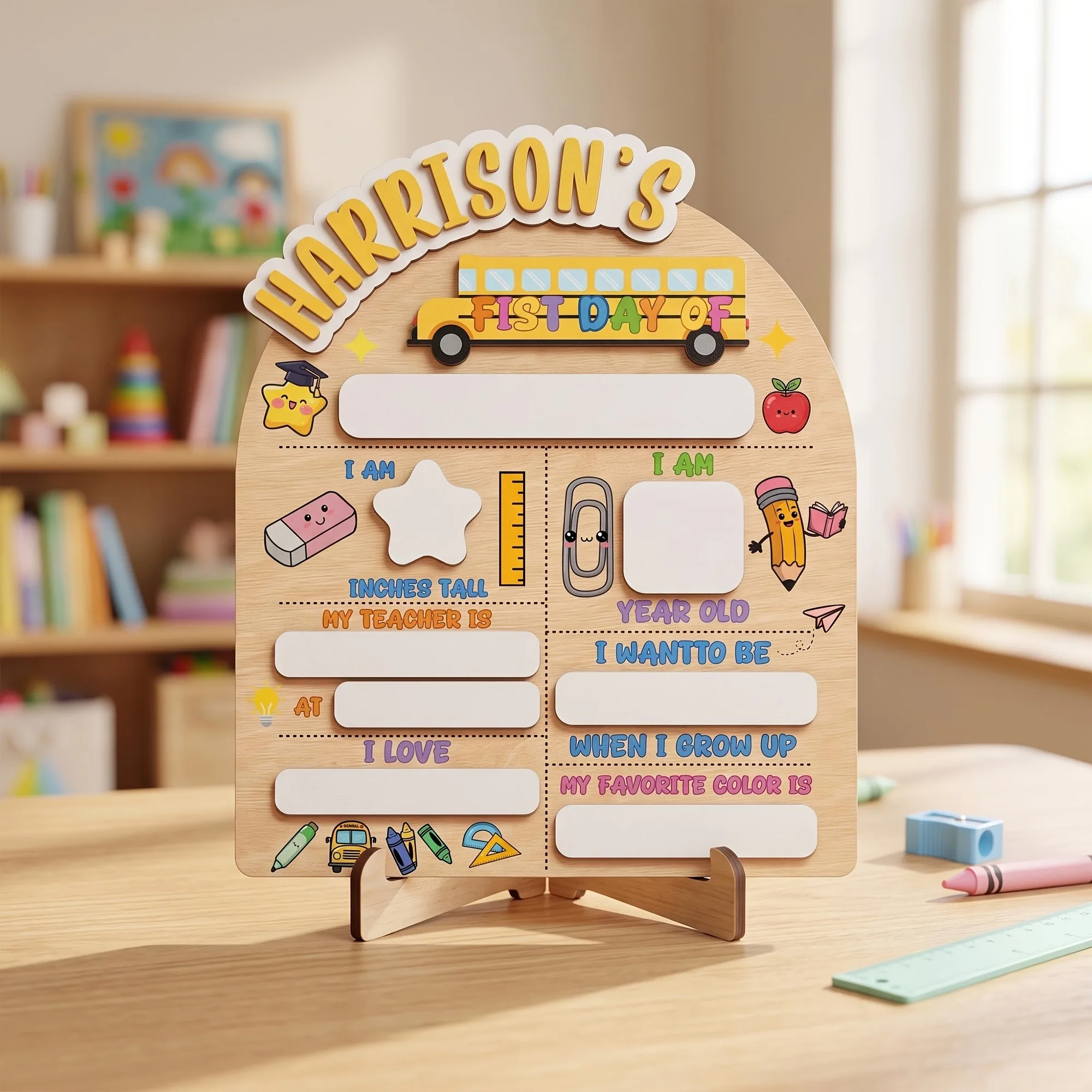 Custom Name First/Last Day of School Wooden Milestone Board Personalized Kids Back to School Photo Prop Gift, Classroom Keepsake