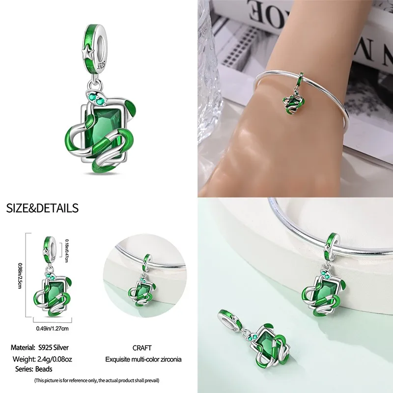 Fit Charms For Pandora Original Bracelets Green Spirit Snake Graduation Bear 100% 925 Silver Jewelry Making For Women Gift