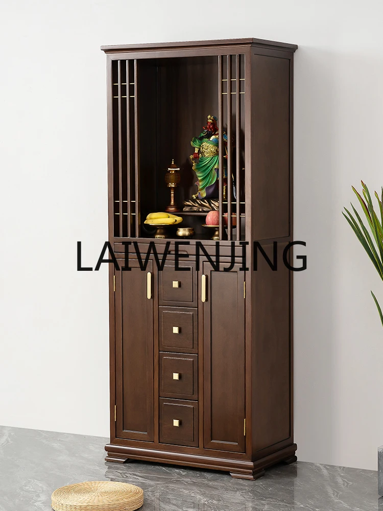 Chinese Style Clothes Closet Buddha Shrine Bodhisattva Guan Gong Light Luxury God of Wealth Solid Wood Vertical High Cabinet