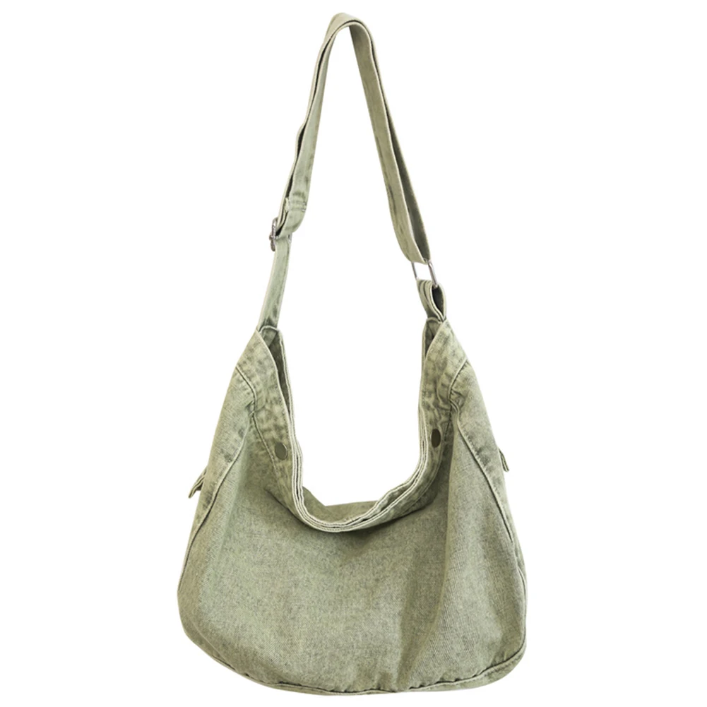 Hobo-Bolsa de ombro casual angustiada feminina, bolsa de lona estilo vintage, alça de ombro ajustável, bolsos, bolsa de deslocamento, mulheres