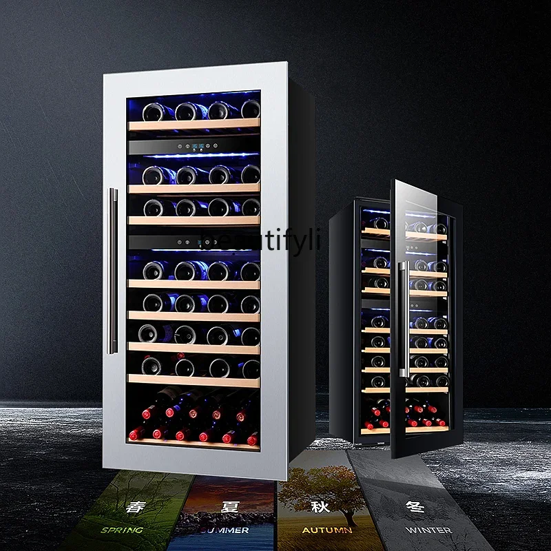 A61 Embedded wine cabinet, constant temperature wine cabinet, refrigerated ice bar, household small transparent glass refrigerat