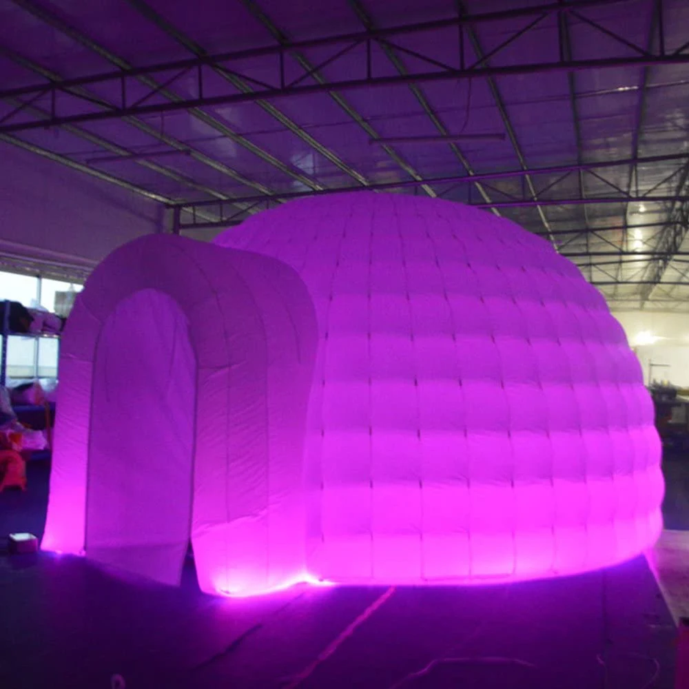 Cúpula de iglú inflable con luz LED blanca, tienda de campaña para publicidad comercial, boda, eventos de Camping, venta al por mayor, 20/30 pies de diámetro